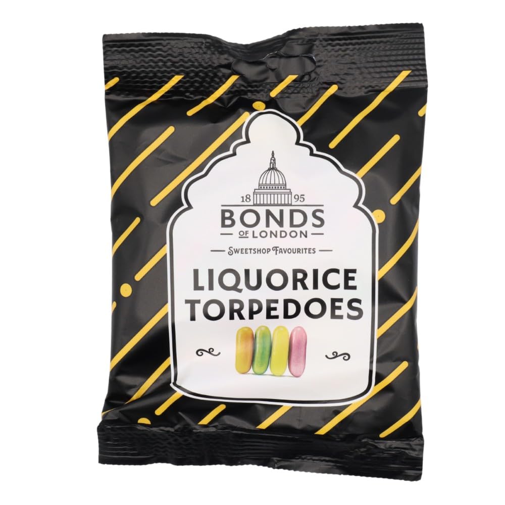 Bonds of London Liquorice Torpedoes - Vegetarian Friendly, Classic Liquorice Centre | Pack of 12 x 120g Bags 6
