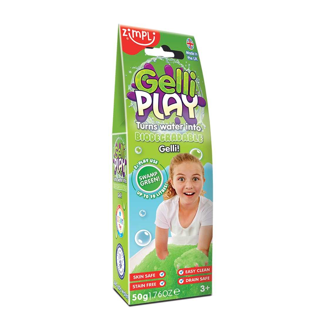 Zimpli Kids Gelli Play Green - Magically Turns Water into Thick, Colourful Goo 1