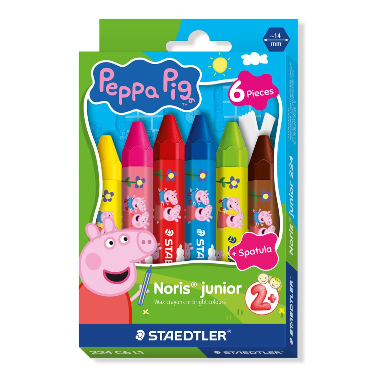 STAEDTLER Peppa Pig x Noris Junior Jumbo Wax Crayons - Ergonomic Hexagonal Shape | Assorted Colors 1