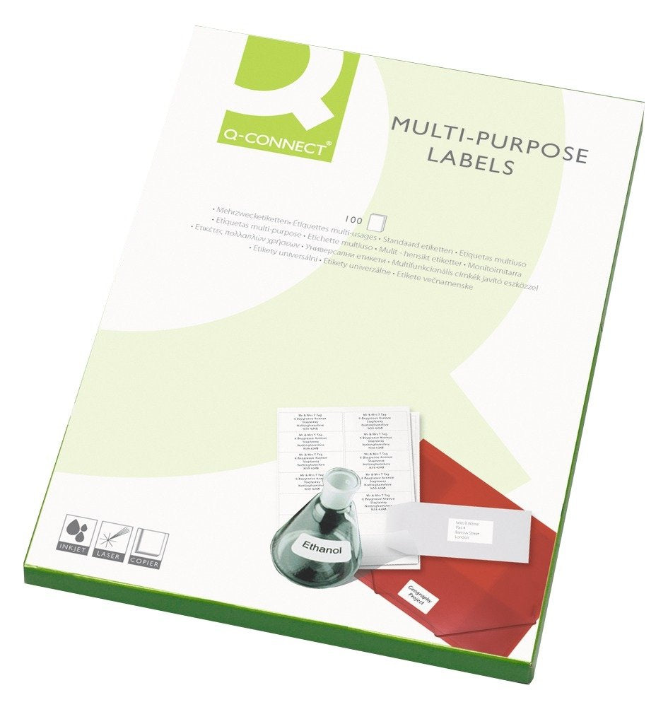 Q-Connect Multipurpose Labels - 99.1x38.1mm, White, 1400 Pack | 14 Labels/Sheet 1