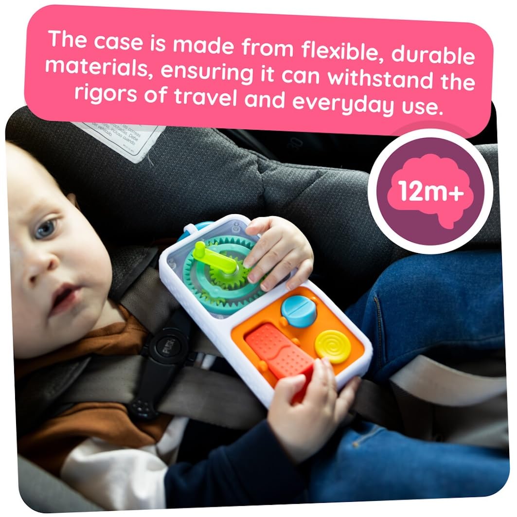 Fat Brain Toys PlayTab On The Go - Sensory Activity Case with Tiles, Stroller Clip, Fine Motor Skills Development for Toddlers 4