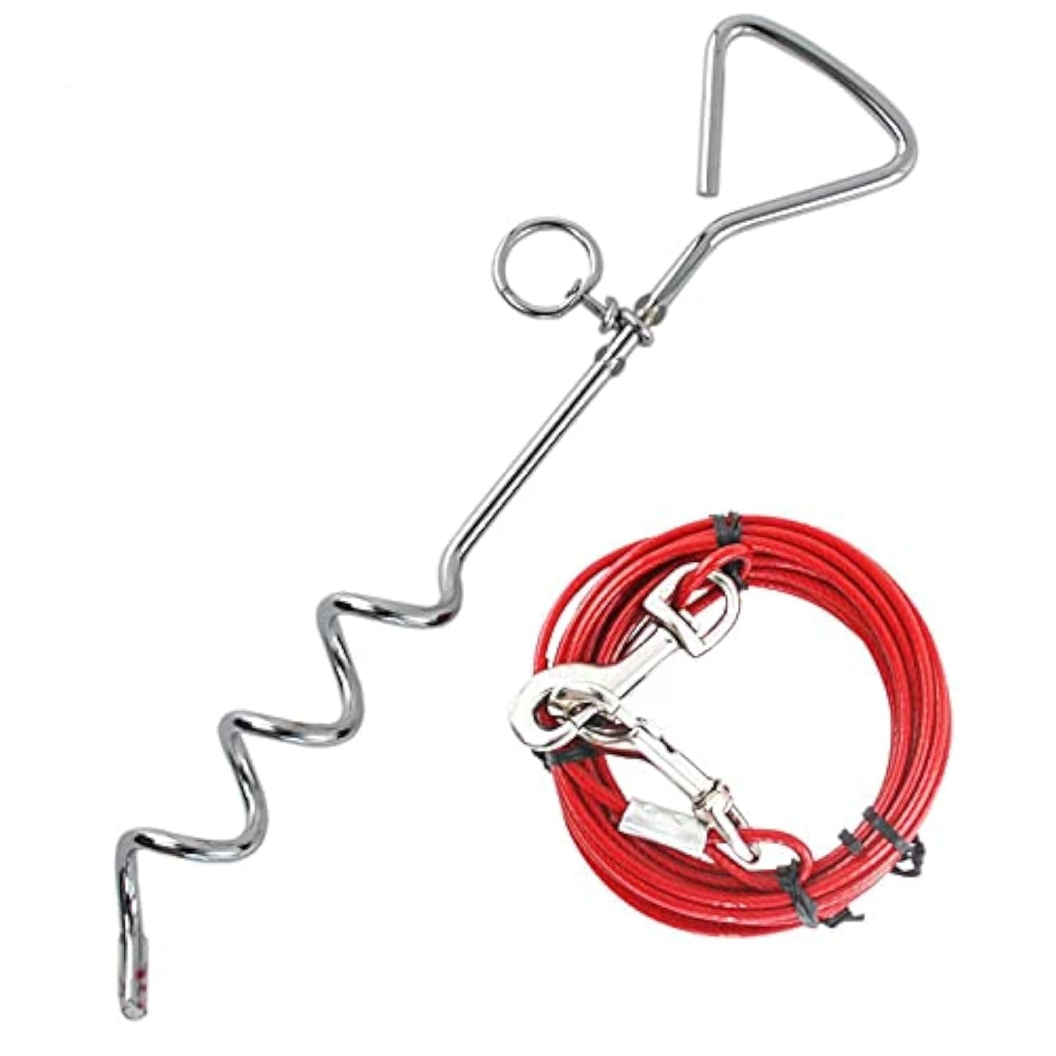 Taylor & Brown Heavy Duty Dog Tie Out Cable with Spiral Ground Stake | 5 Meters Blue/Red