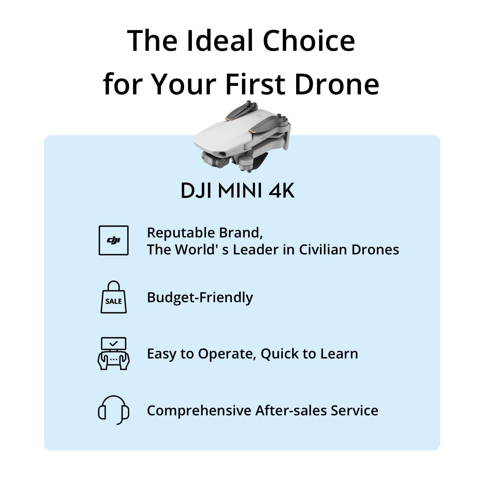 DJI Mini 4K Drone with 4K Camera, 3-Axis Gimbal, Under 249g, 10km HD Transmission - 4K 3