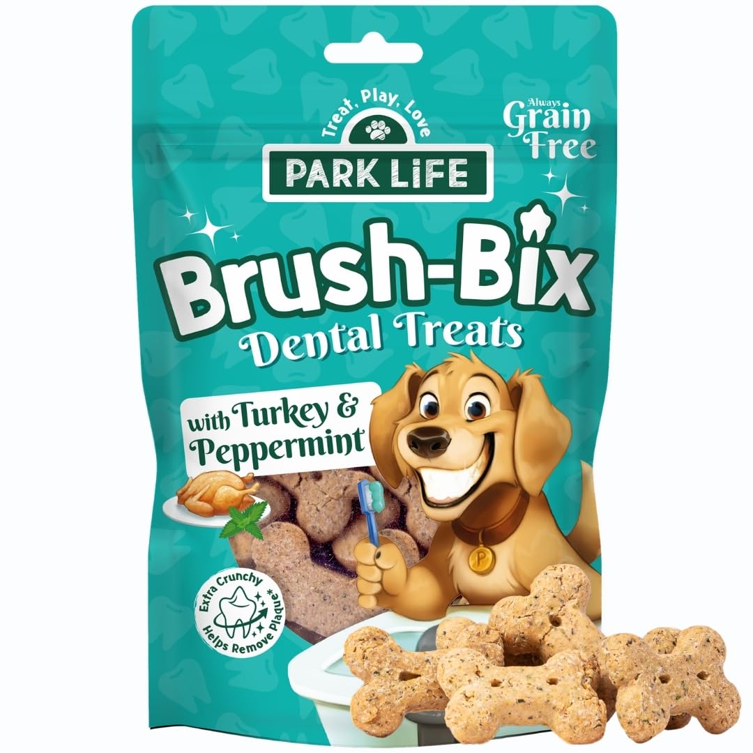 PARK LiFE Brush-Bix Dental Dog Treats Turkey & Pepper - Freshens Breath, Reduces Plaque & Tartar | 100g