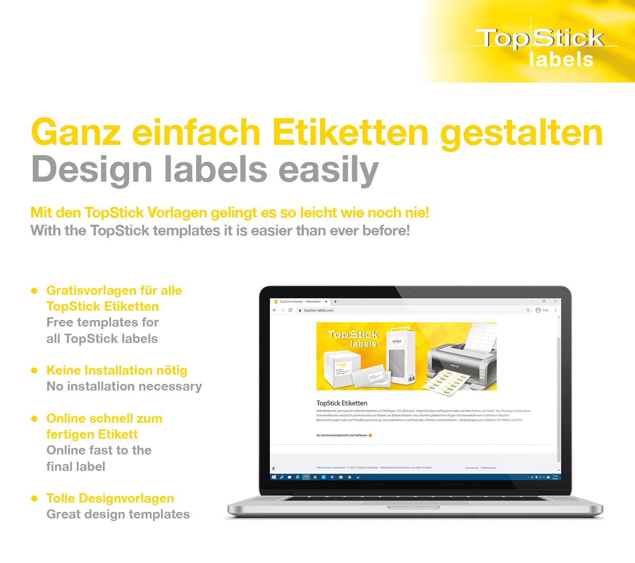 TopStick Self Adhesive Multipurpose Labels - 2 Labels per A4 Sheet, 200 Labels Total, 210 x 148 mm | White 7