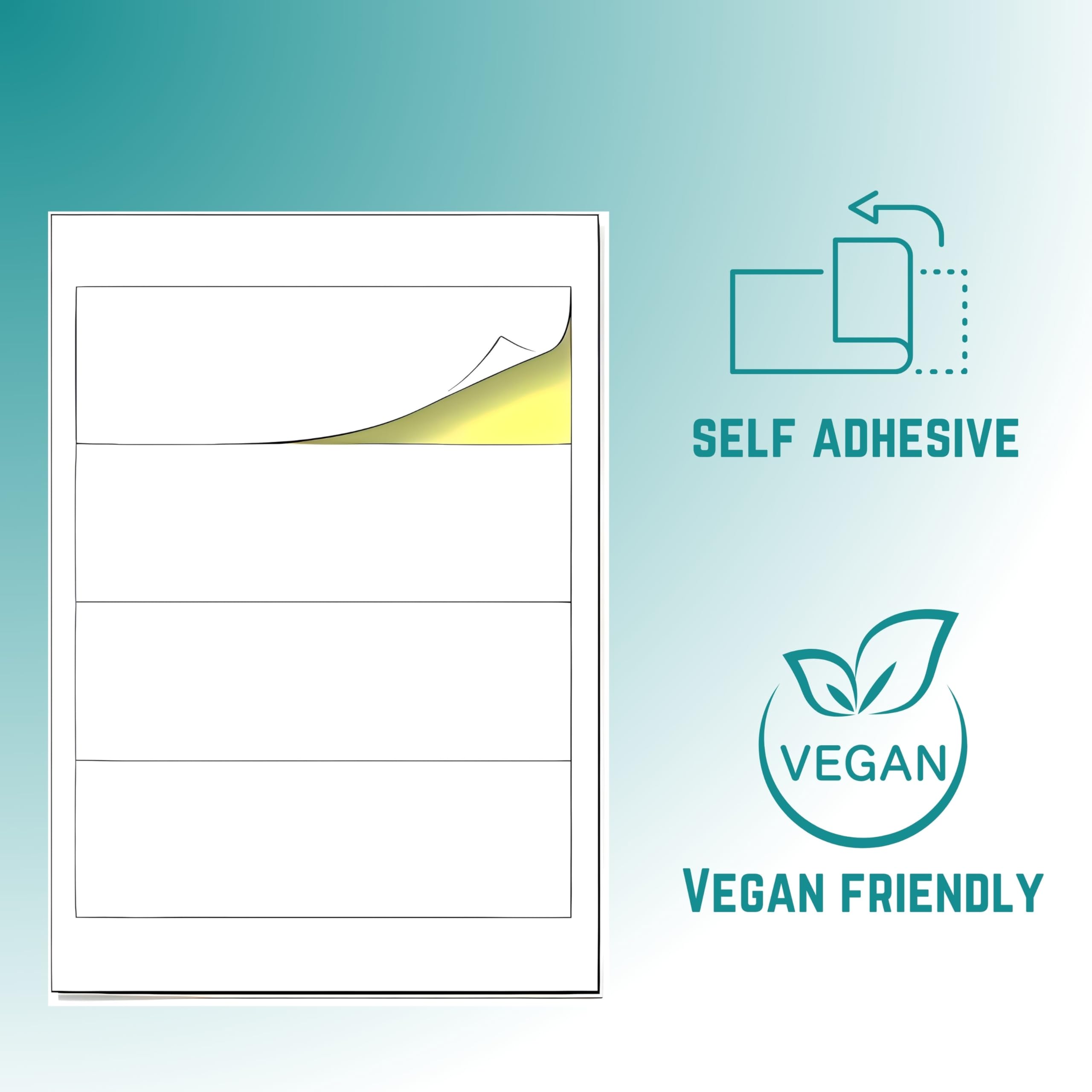 Double Dragon Printer Labels - 200 Self Adhesive Labels, 192x61mm, 4 Per A4 Sheet, White Matte 3