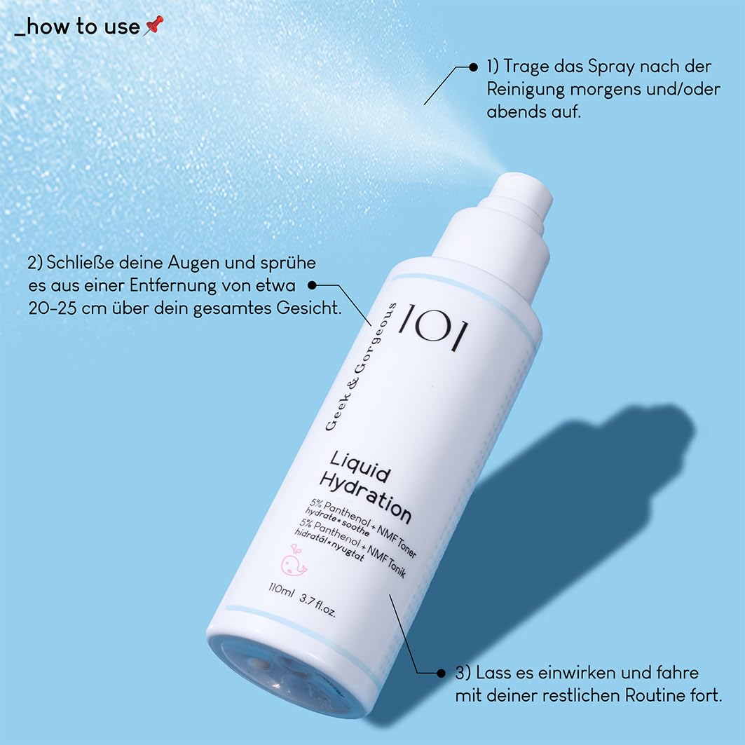 Geek & Gorgeous Liquid Hydration Facial Toner Spray - 5% Panthenol & Allantoin | 110 ml 4