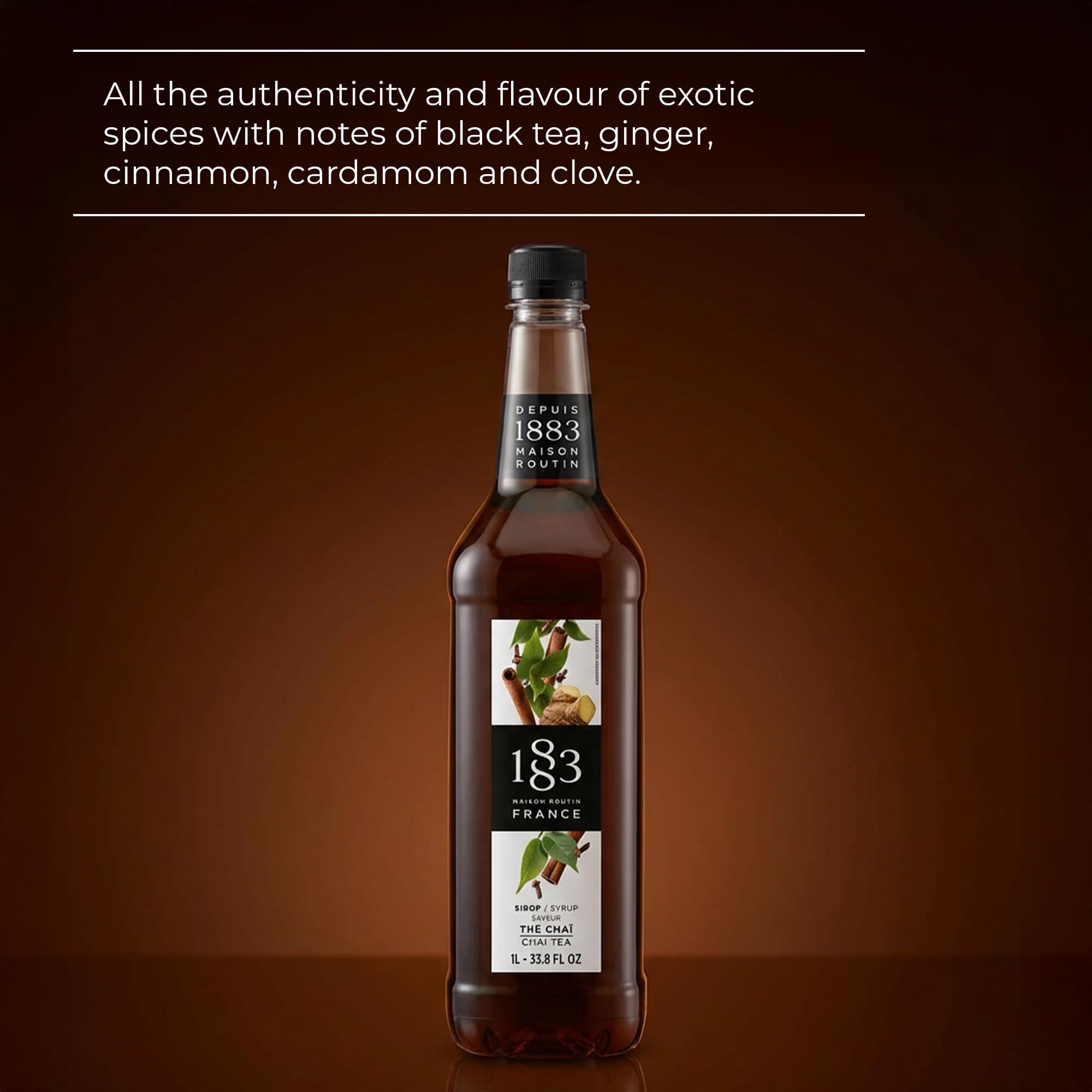 1883 MAISON ROUTIN Chai Tea Syrup - Natural Flavors, Vegan, Kosher | 1 L 2