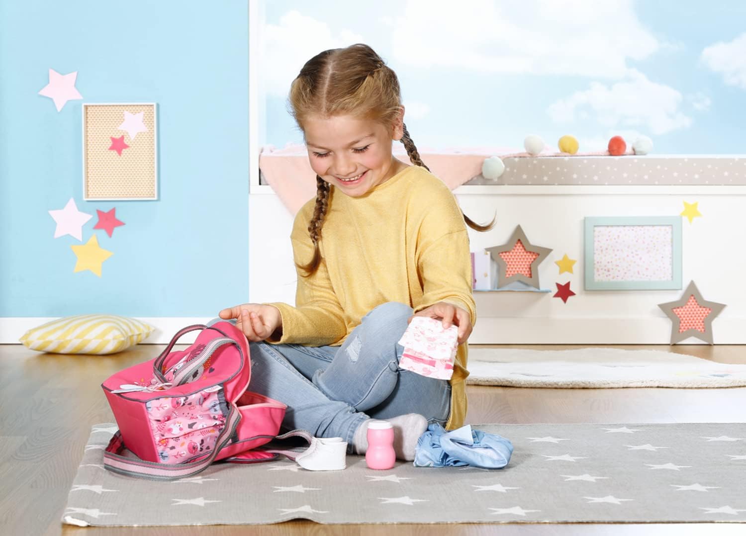 BABY born Doll Changing Bag - Pink Shoulder Bag with Changing Mat, Lotion Bottle & Nappy 4