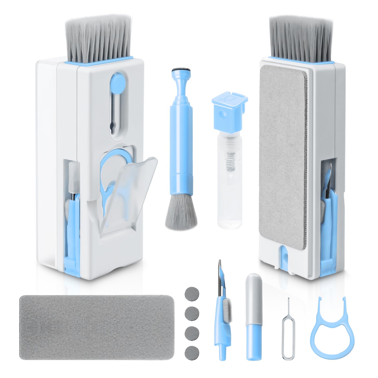 Alyvisun 11 in 1 Electronics Cleaning Kit - Multifunctional Keyboard Brush, Keycap Puller & Microfibre Cloth | Blue