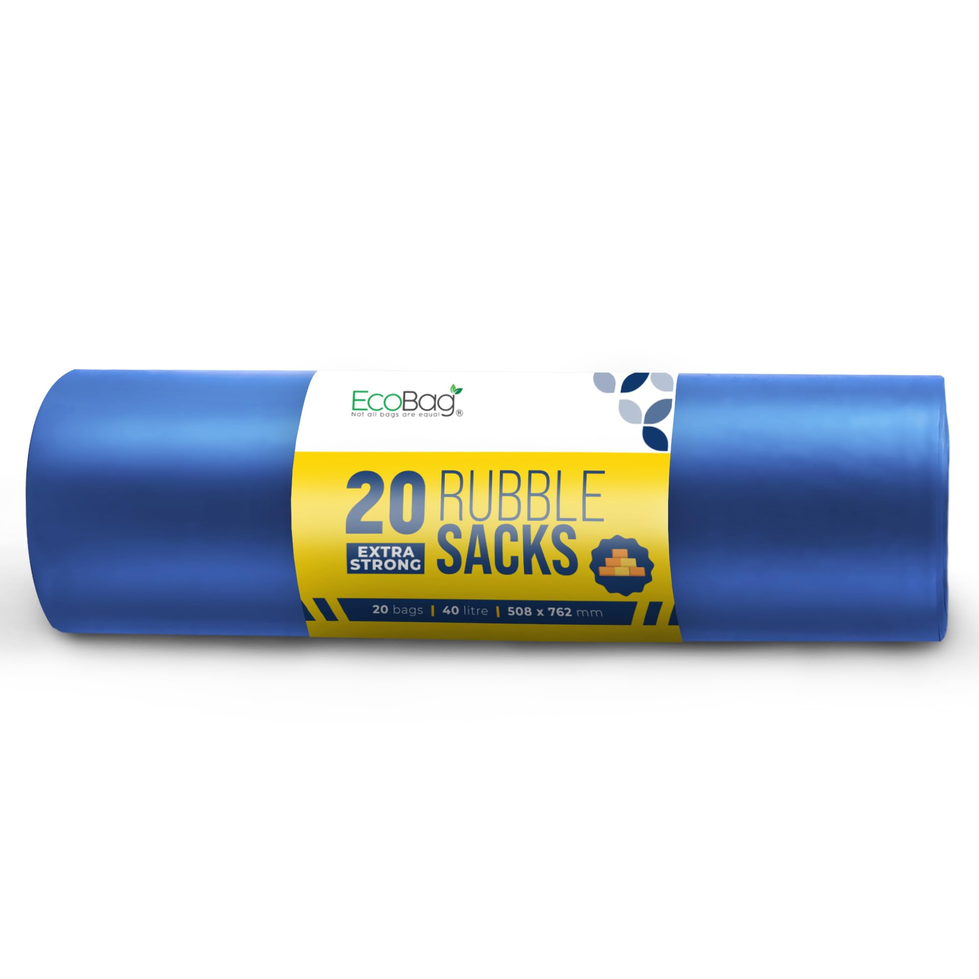 EcoBag Rubble Sacks - Heavy Duty Bin Liners | 40 Litre Capacity | 20 Count