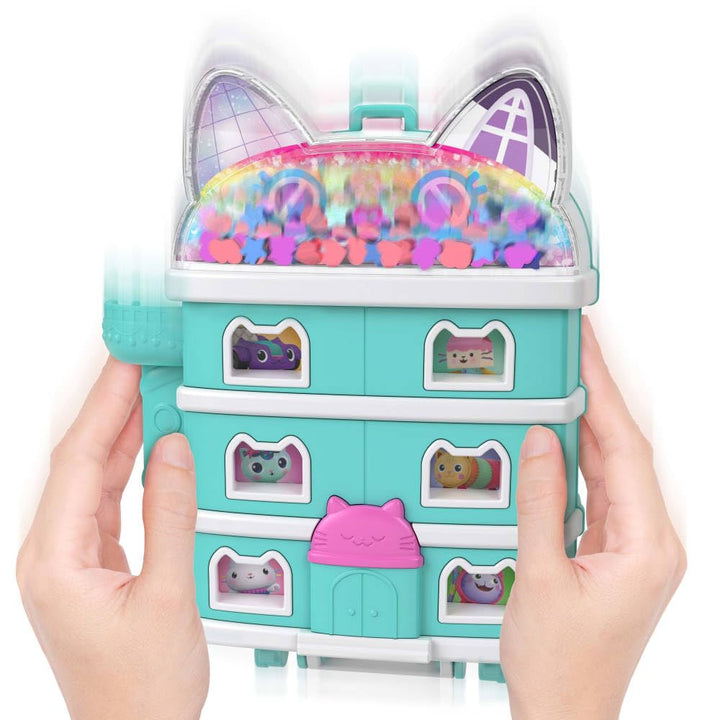 Polly Pocket x Gabby's Dollhouse Playset - 15-Piece Interactive Compact with Doll & Kitty Friends