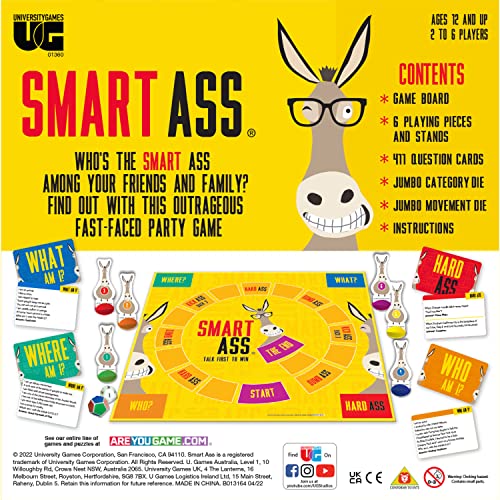 University Games Smart Ass Board Game | Ages 12+ | 2-8 Players | New Questions Edition 3