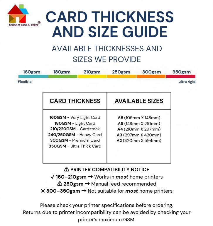 House of Card & Paper A6 Die Cutting Card Stock, 250gsm White | 300 Sheets 3