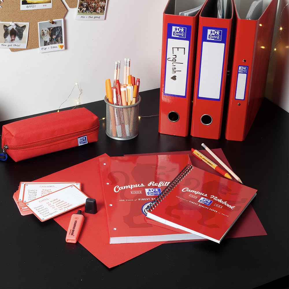 Oxford Premium A4 Lever Arch File - Heavy Duty, 70mm Spine, Red | 560 Sheet Capacity 6