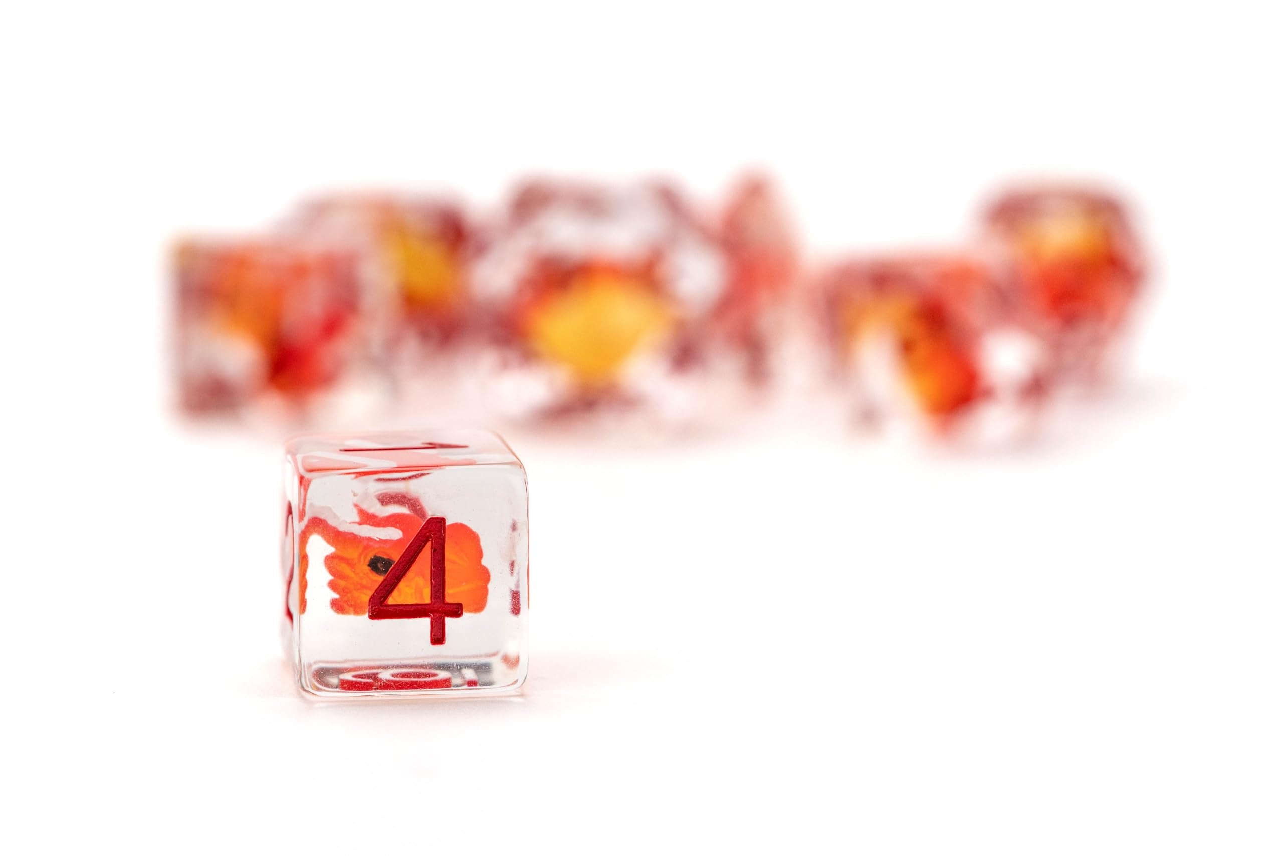 Metallic Dice Games Dragon StormTM FanRoll Red Resin Dice Set 3
