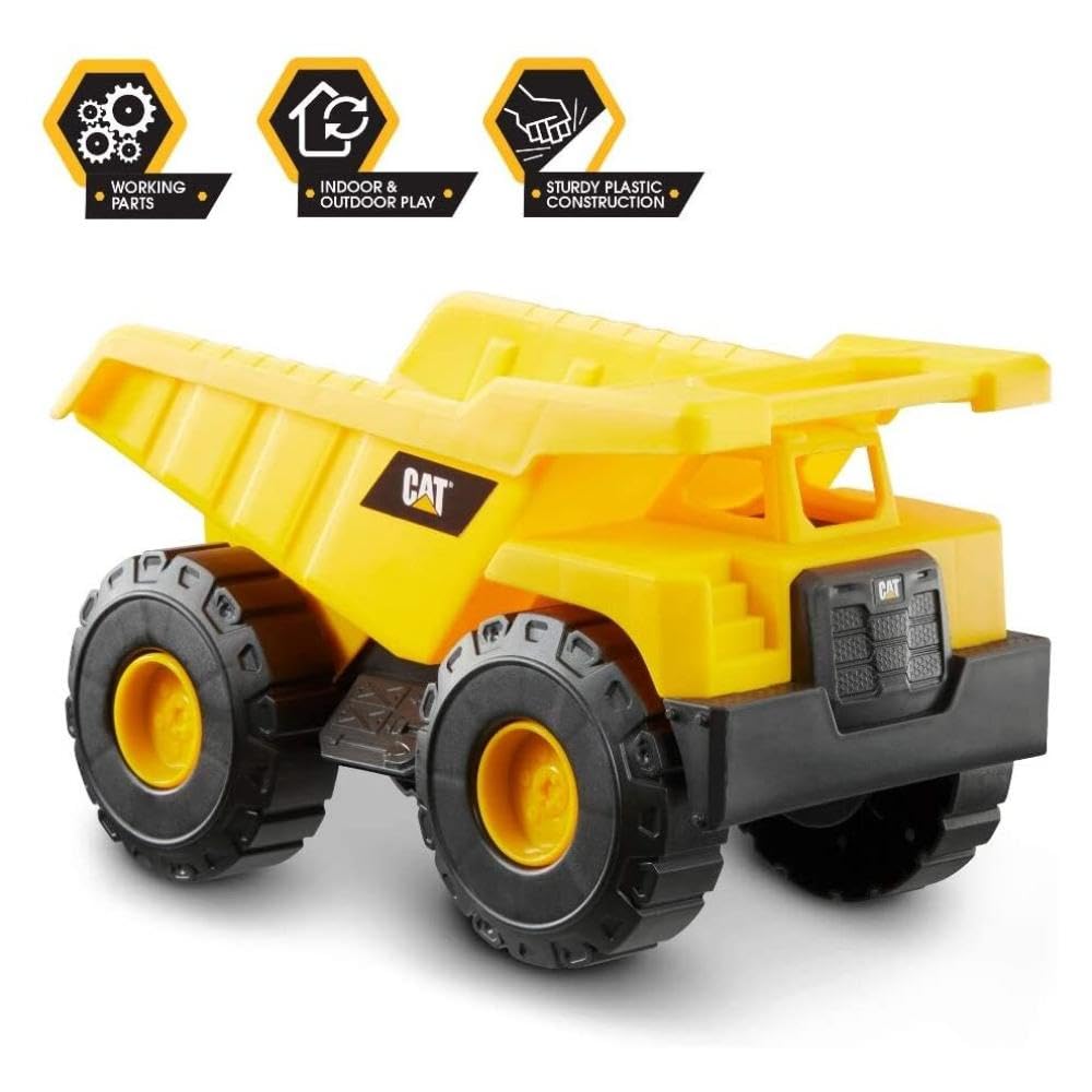 CAT Construction Dump Truck Vehicle - 10-inch Articulated Bed | Ages 2-6 | Yellow Plastic 3