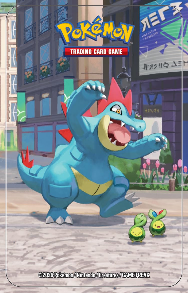 Pokémon TCG: Lumiose City Mini Tin - Feraligatr & Budew | 2 Booster Packs | Ages 6+