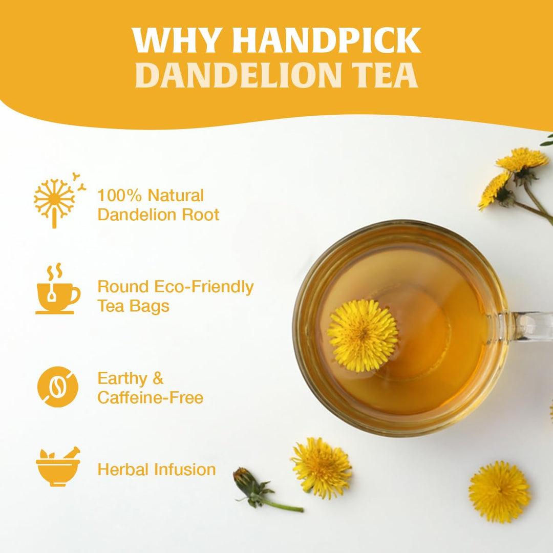 HANDPICK Dandelion Root & Leaf Tea Bags (100 Herbal Tea Bags) Caffeine-Free