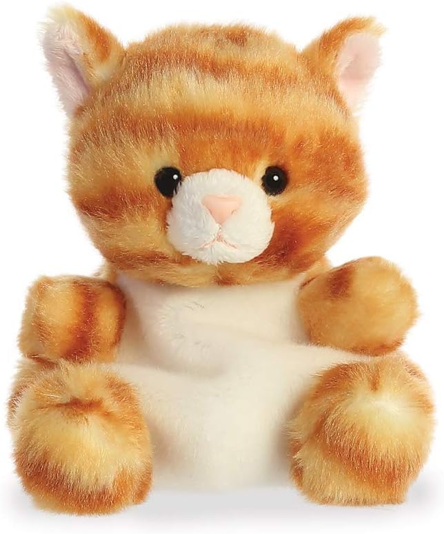 Aurora Palm Pals Meow Kitty Tabby Cat - Soft Bean-Filled Plush Toy, 5 inches, Orange 1