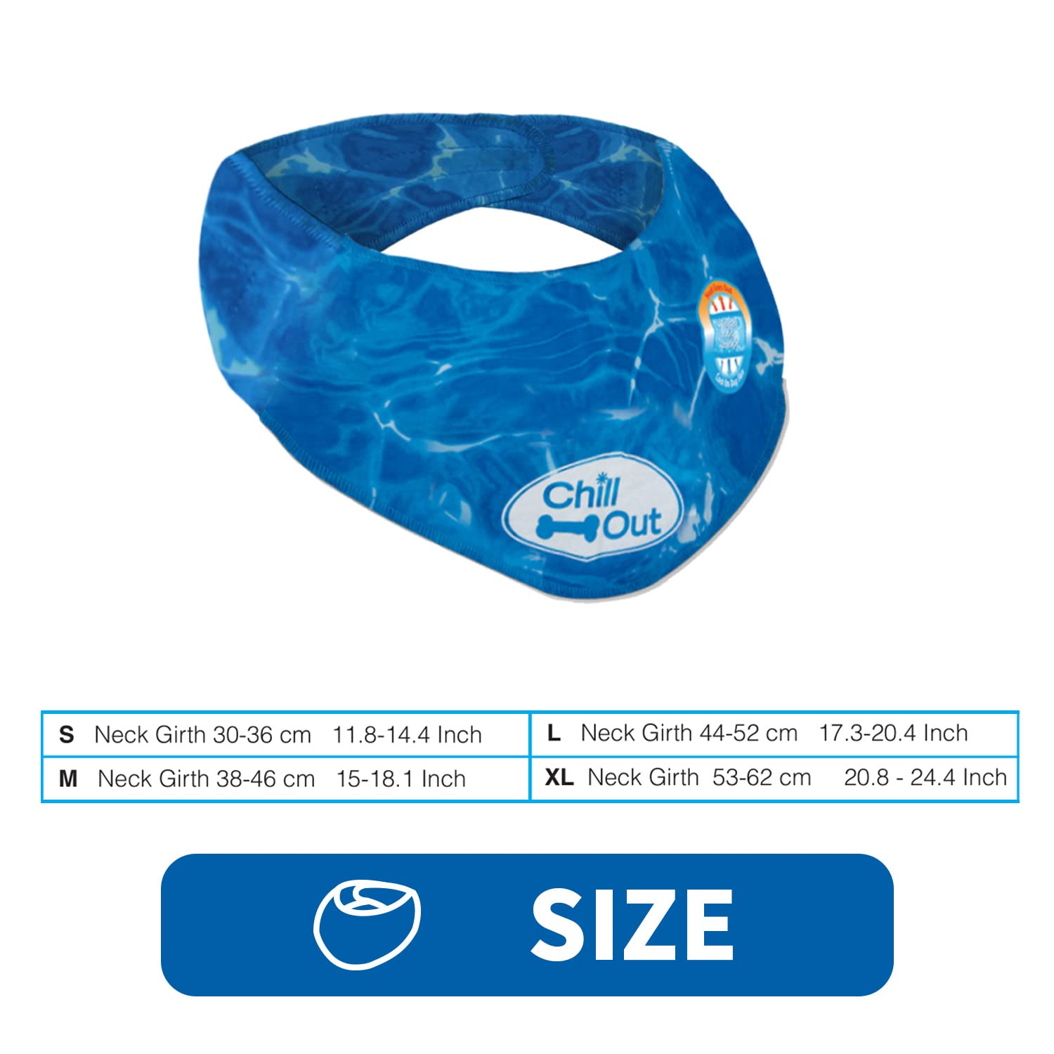 ALL FOR PAWS Chill Out Dog Ice Bandana - Instant Cooling Scarf for Summer | Blue, Large (Neck 44-52 cm) 2