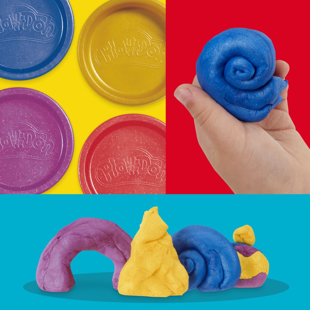 Play-Doh 4-Pack Shimmer Metallic Compound - Sparkly Modeling Clay for Kids 2+