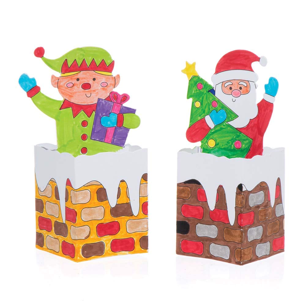 Baker Ross AR850 Chimney Pop-Up Colour in Cards - 3D Christmas Craft Kit for Kids 8