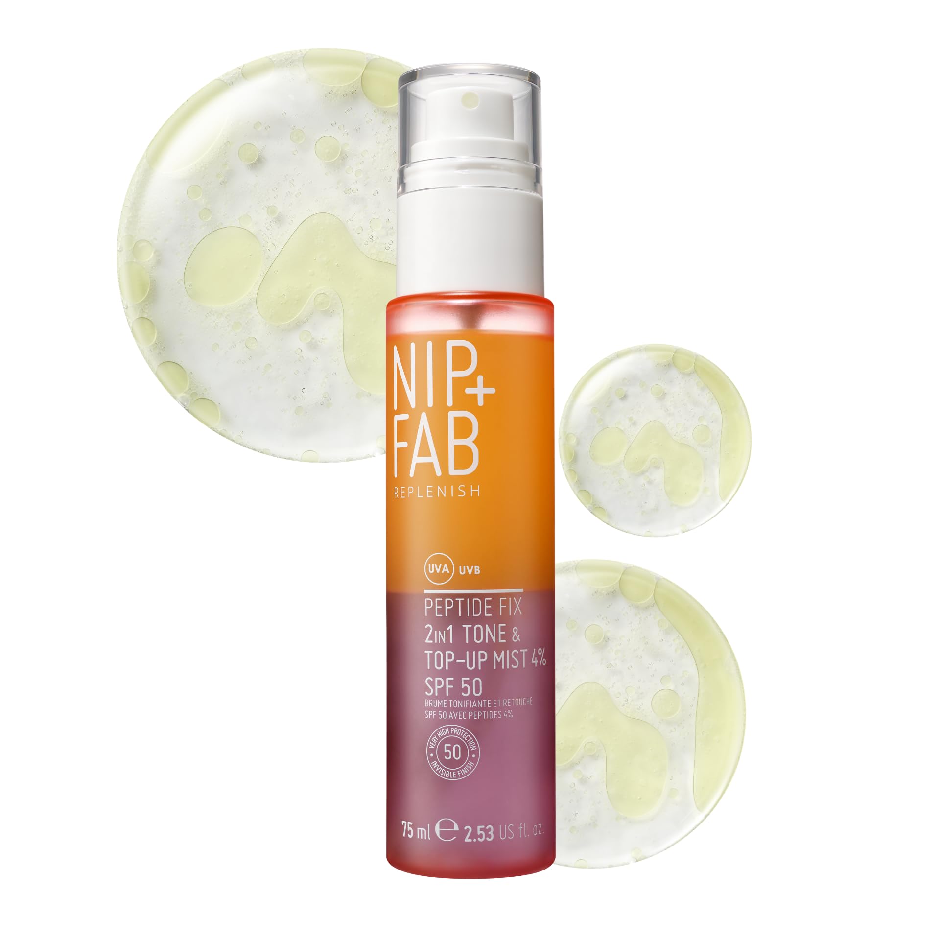 Nip+Fab Peptide Fix 2-in-1 Tone & Top-Up Mist - SPF 50, Hydrating, Plumping | 75 ml 1