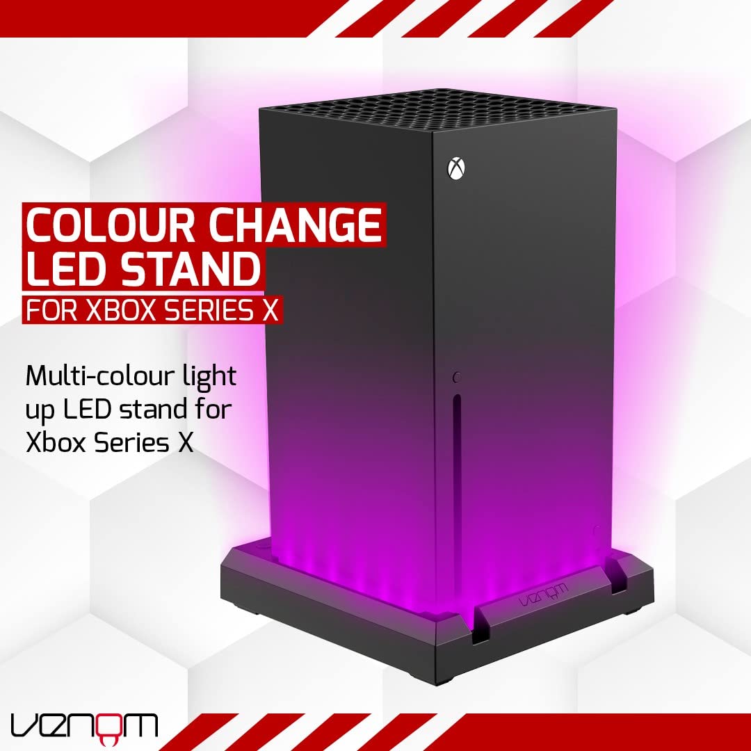 Venom Multi-Colour LED Light-up Console Stand for Xbox Series X | USB Powered | Adjustable Brightness