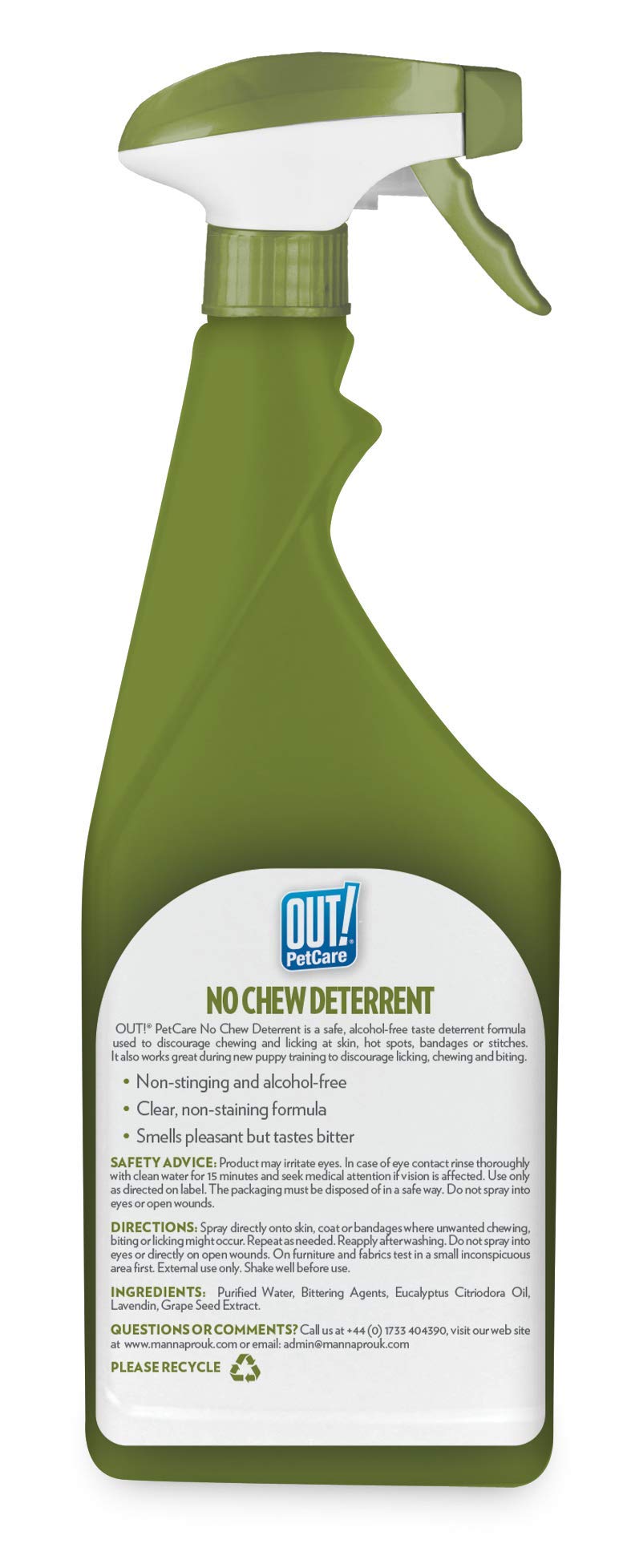 OUT! No Chew Deterrent Spray for Dogs - 500 ml | Alcohol-Free Formula