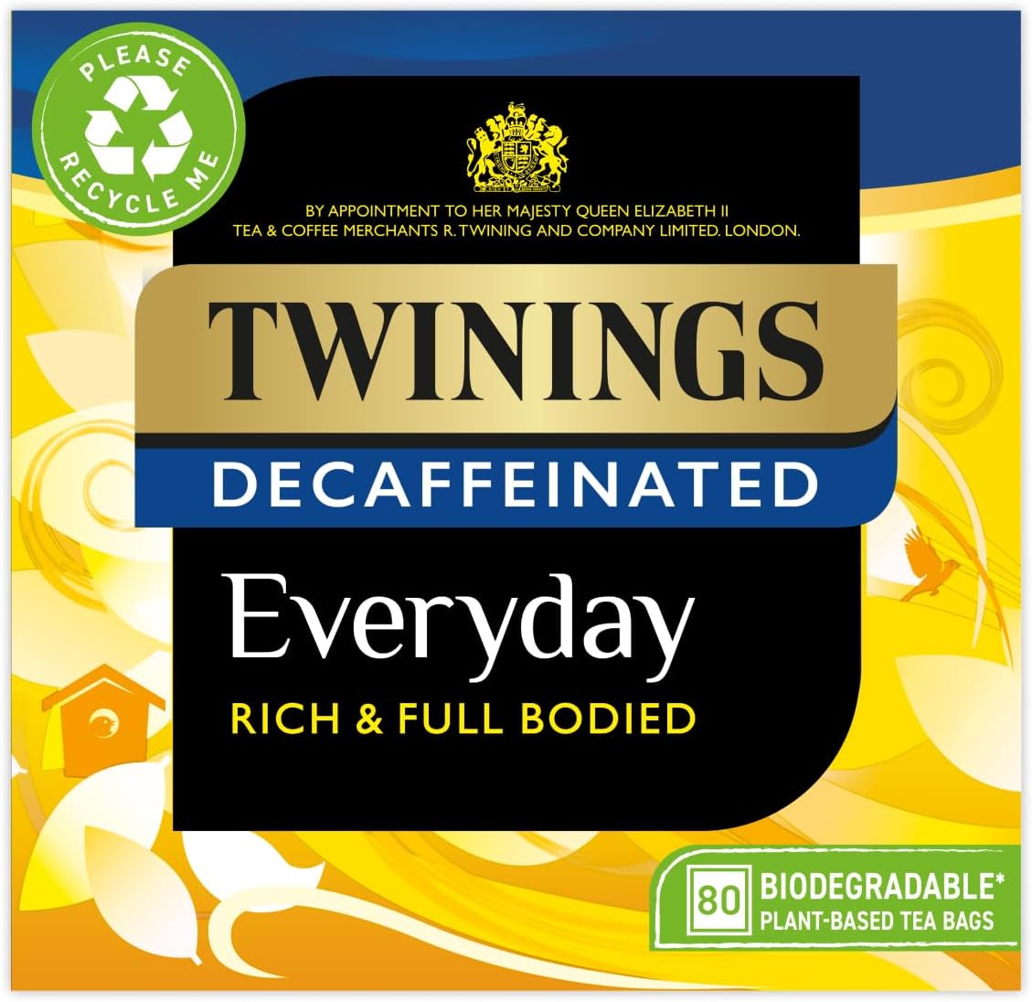 Twinings Decaffeinated Everyday Tea 320 Tea Bags (Pack of 4) - Rich & Full-Bodied Black Tea