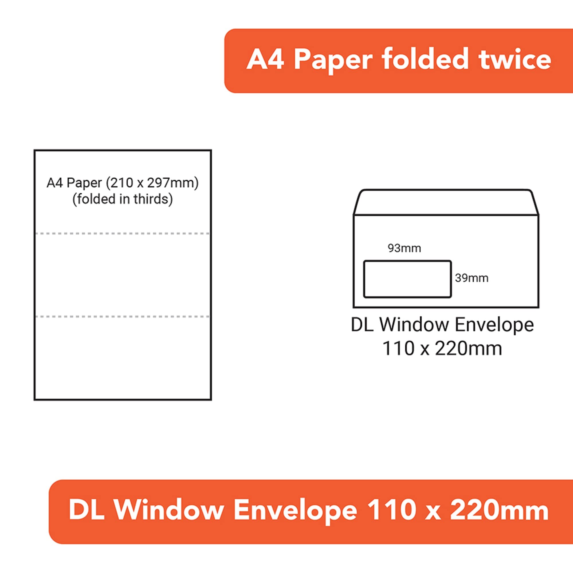 Postmaster DL Window Envelopes - 110 x 220mm, 80 GSM, Self Seal, White | 400 Pack 3