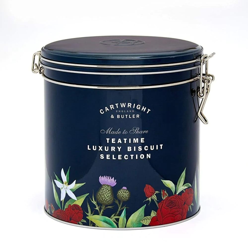 Cartwright & Butler Tea Time Luxury Biscuit Selection Barrel | Salted Caramel & Demerara Shortbread | 580g