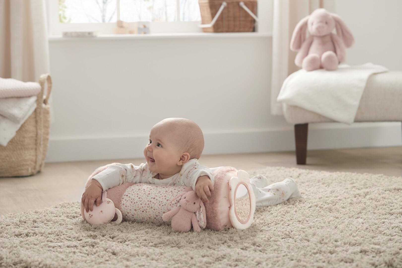 Mamas & Papas Tummy Time Roll - Supportive Baby Pillow with Rattle for Play & Development 4