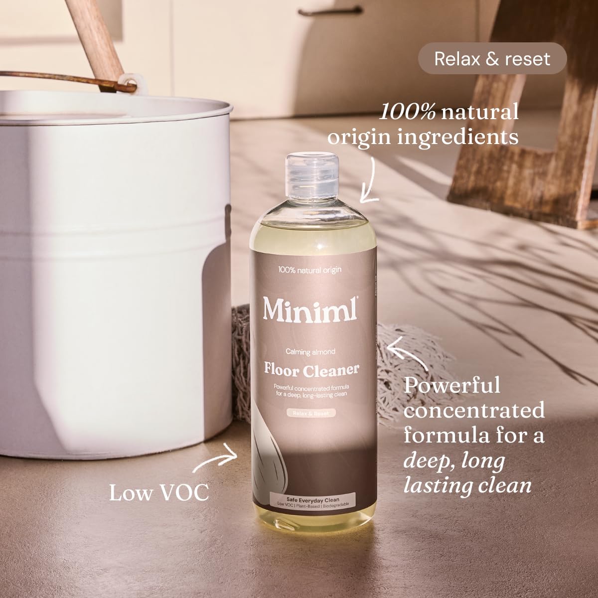 Miniml Eco Floor Cleaner Liquid - Almond Scented, Concentrated, 750ml 3