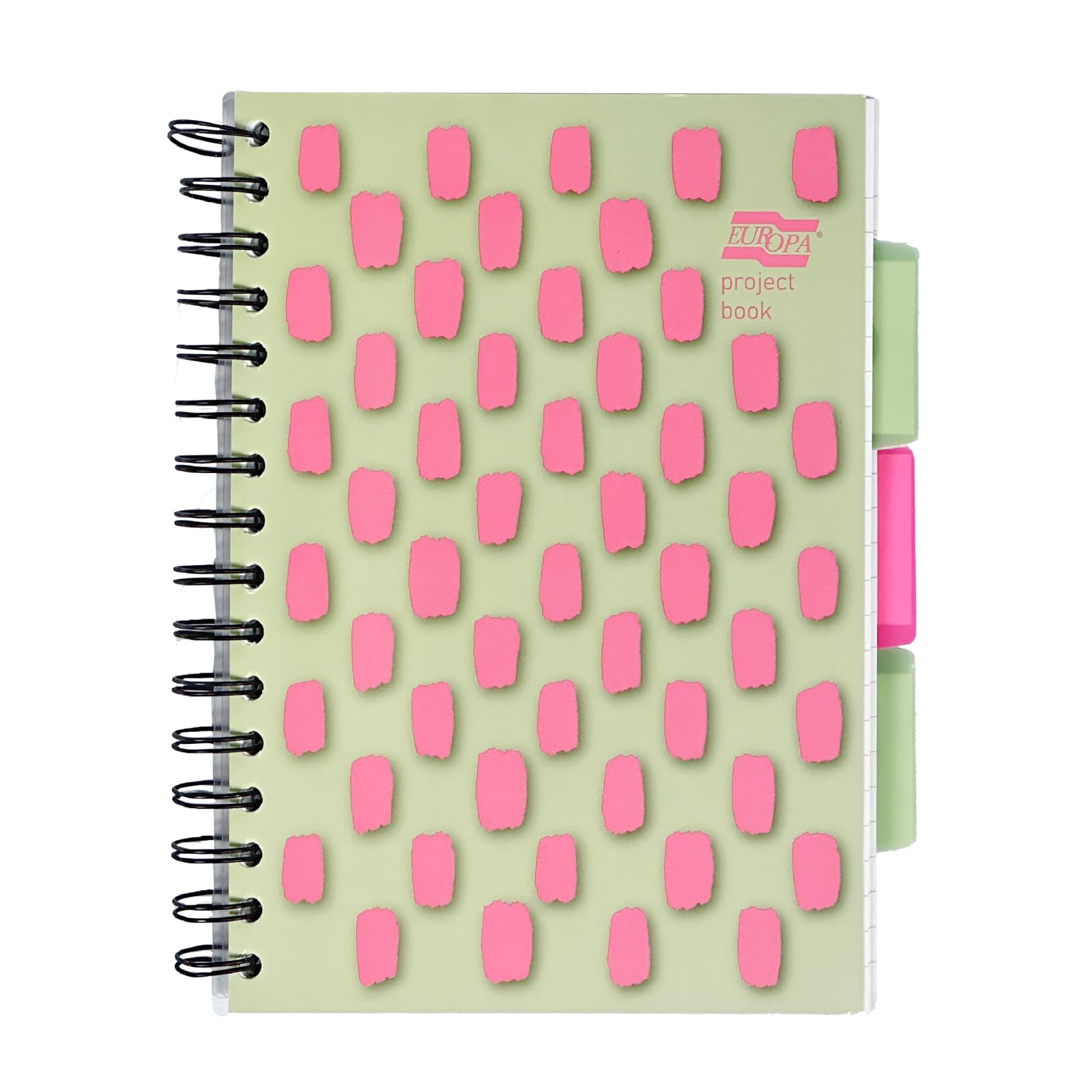 Exacompta Europa Splash Project Book - A5, 80gsm Lined Paper, Pink, 100 Sheets with 3 Movable Dividers