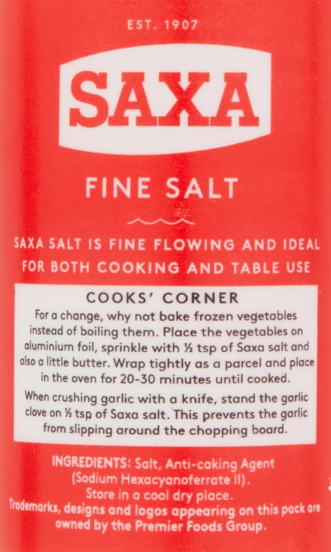 Saxa Fine Table Salt for Cooking and Table Use, 750g Drum 3