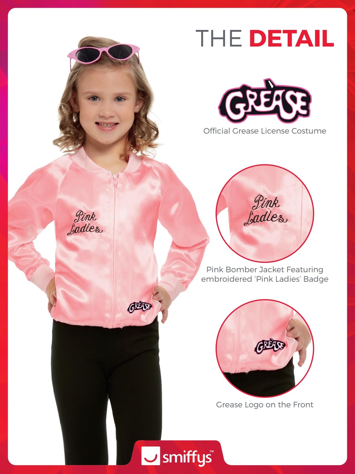 Smiffys Grease Pink Ladies Jacket - Children's Costume 10-12 Years 3