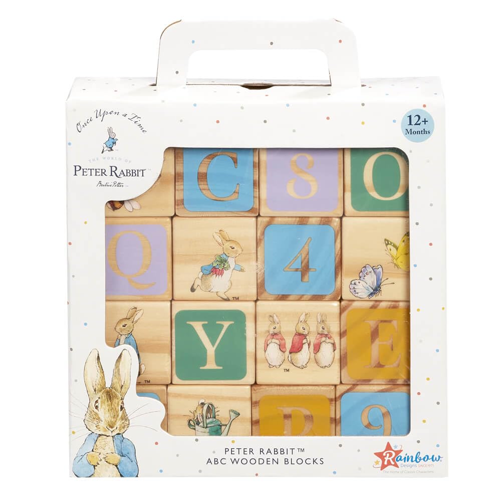 Rainbow Designs Peter Rabbit Wooden Building Blocks for Early Development | Multi-coloured | Ages 12 Months+