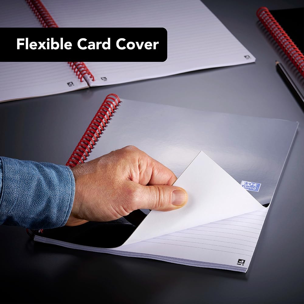 Black n' Red A4 Wirebound Notebook - 100 Lined Pages | Twin Wire Binding | Soft Card Cover