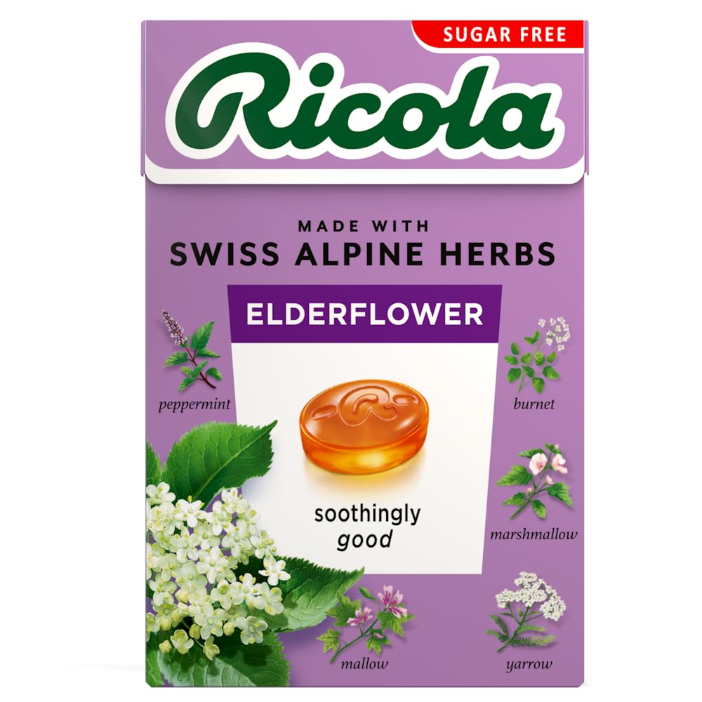 Ricola Elderflower Sugar Free Swiss Herbal Sweets - 10 Count Box | 13 Alpine Herbs
