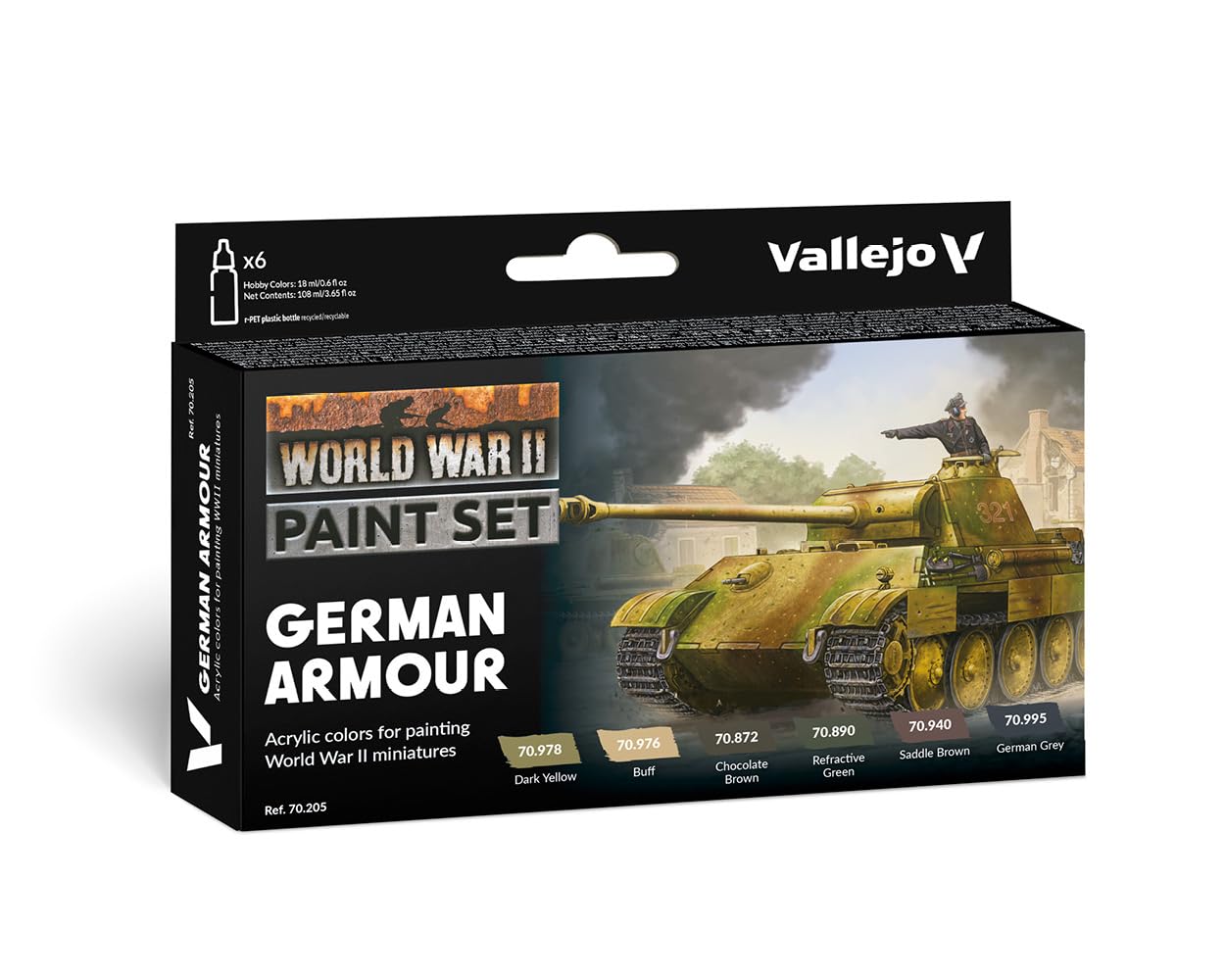Vallejo WWII German Armour Model Color Set (6) - 17 ml Acrylic Paints 4