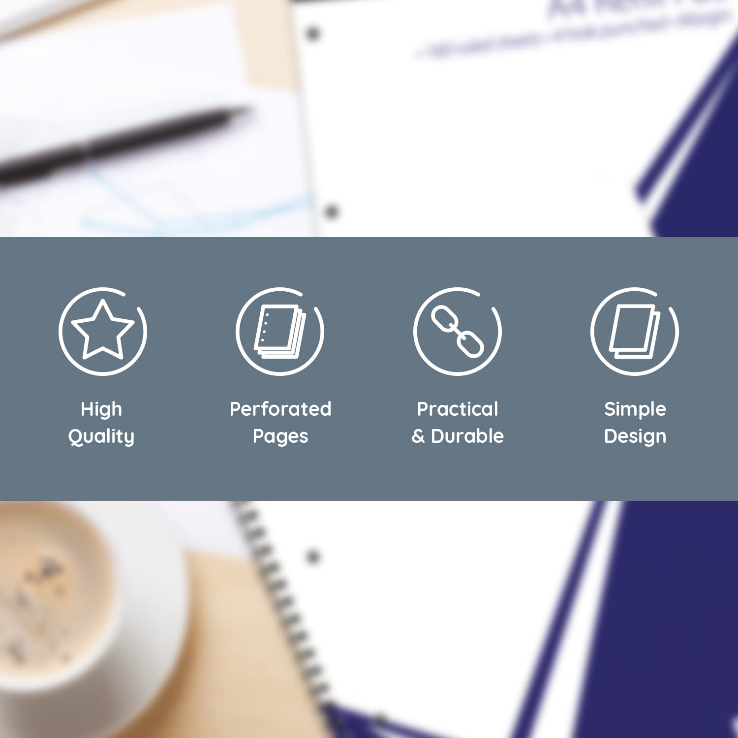 nu: Office Range A4 Refill Pad | 320 Pages | 60gsm Feint Ruled White Paper | Perforated 4