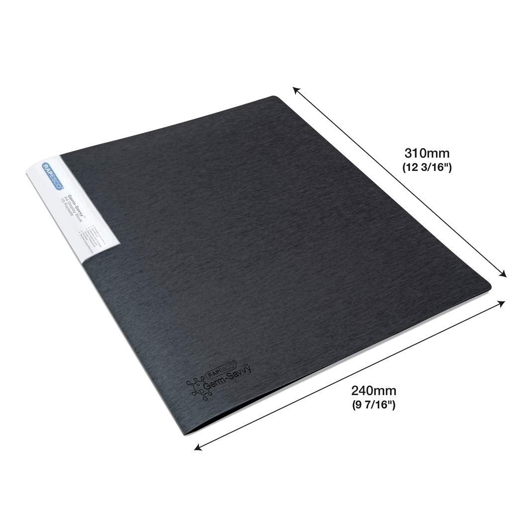 RAPESCO 1642 Presentation Folder with Antibacterial Protection | 10 Pockets | A4 | Black 4