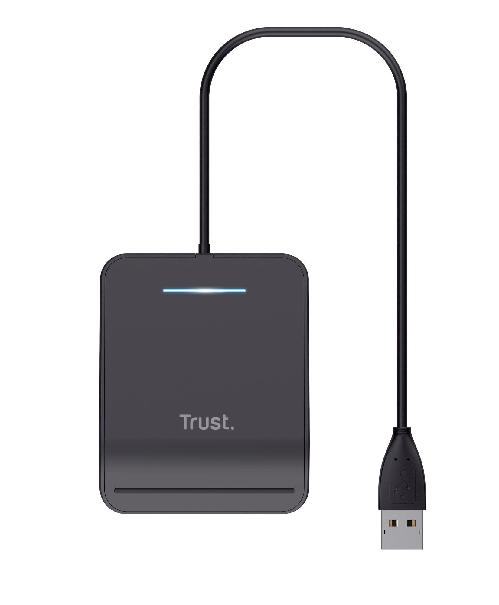 Trust Primo Smart ID Card Reader, DNI, FIPS 201, FIPS TAA and ISO 7816 Class A, B, C Compliant, 100cm Cable, Spanish/Portuguese/Italian, Secure Login, USB Card Reader Compatible with Windows/Mac 3