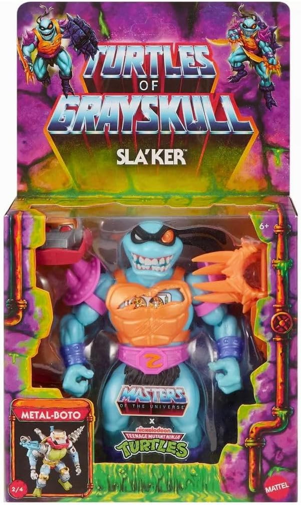 Masters of the Universe MOTU x TMNT Turtles of Grayskull Deluxe Sla'ker Figurine (MATTHVJ64)