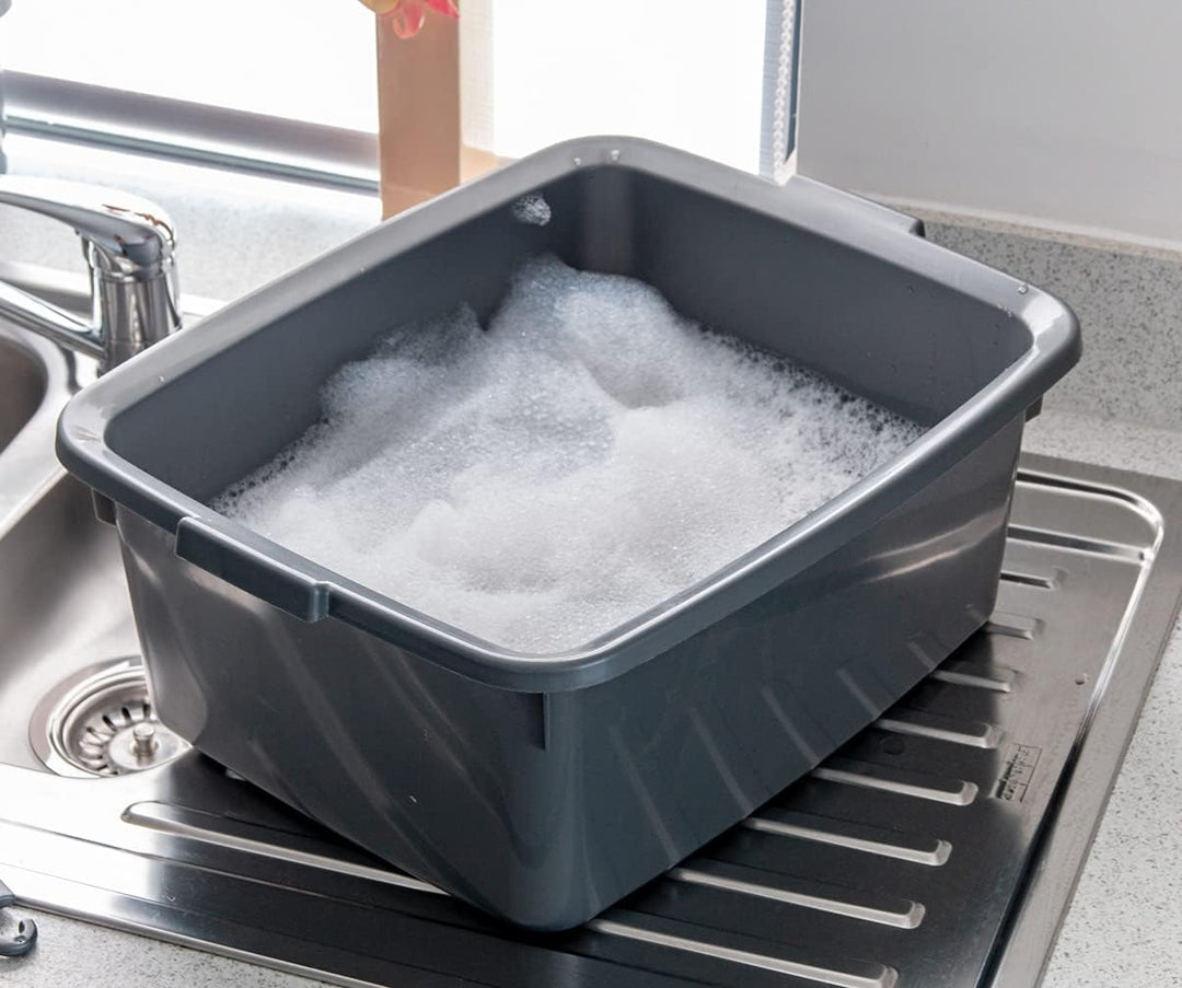 Addis 502813 Plastic Butler Large Rectangular Bowl, Metallic Silver, 12.5L