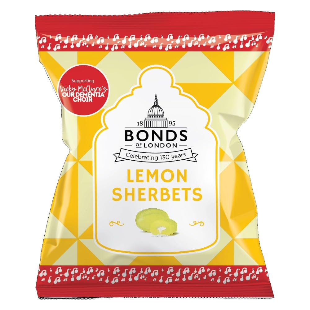 Bonds of London Lemon Sherbets 120g (Pack of 12) Retro Vegetarian Hard Sweets