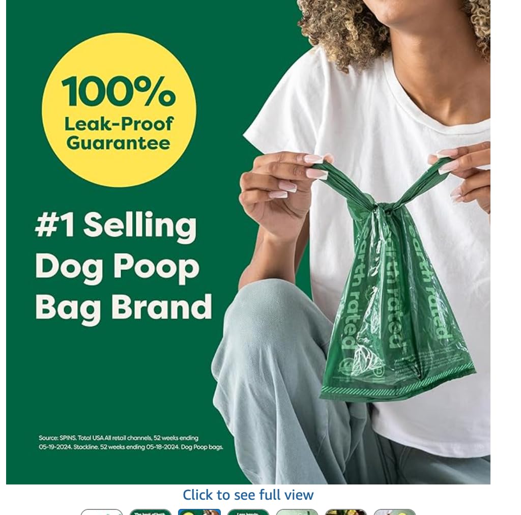 Earth Rated Dog Poop Bags with Tie Handles - 105 Count, Unscented, Green, Recycled Materials 4