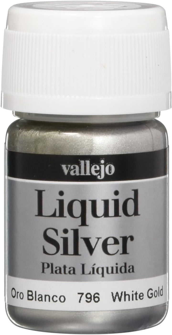 Vallejo Liquid Gold Alcohol-Based Metallic Paint - White Gold (796)